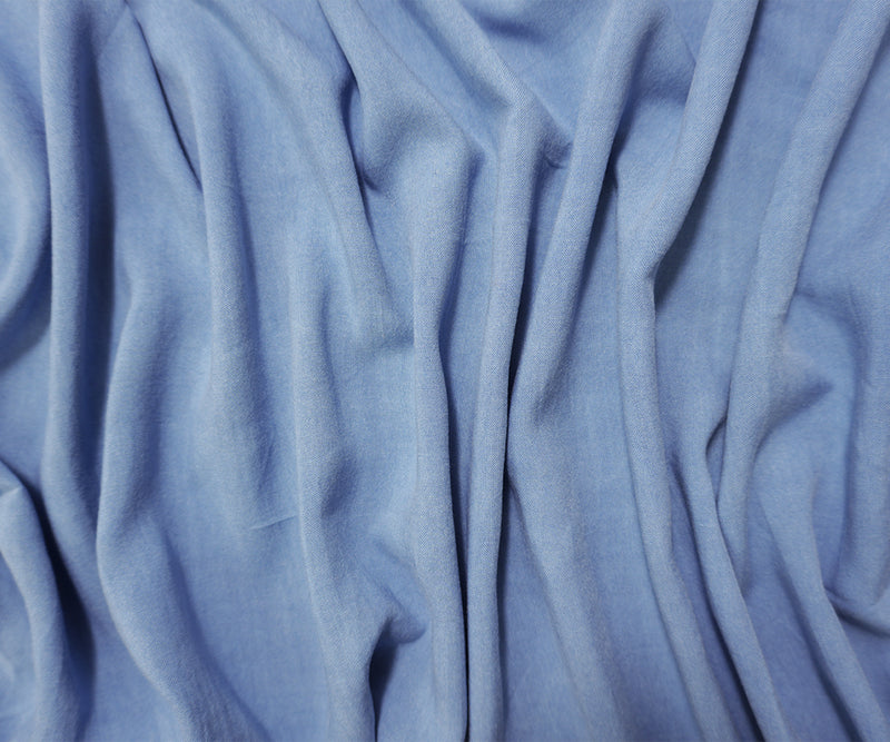 Blue Rayon Solid Challis Woven Fabric