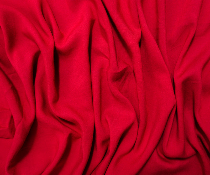 Red Rayon Solid Challis Woven Fabric
