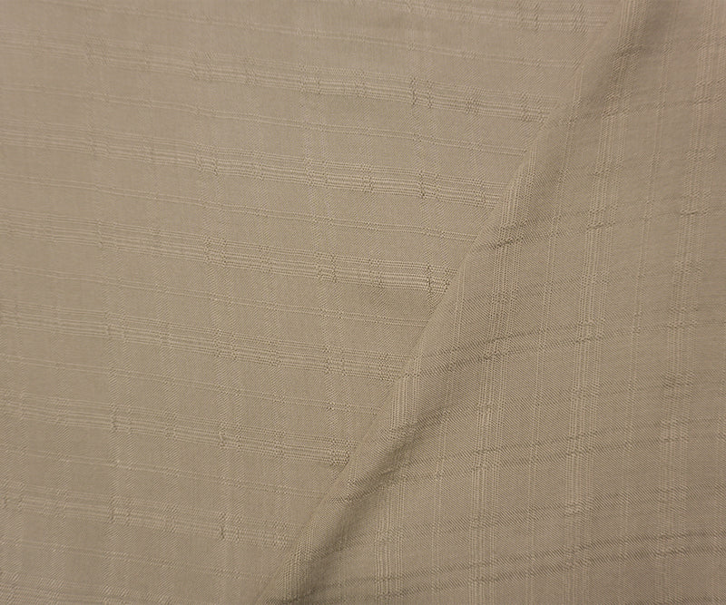 Taupe Brown Rayon Plaid-Check Challis Woven Fabric