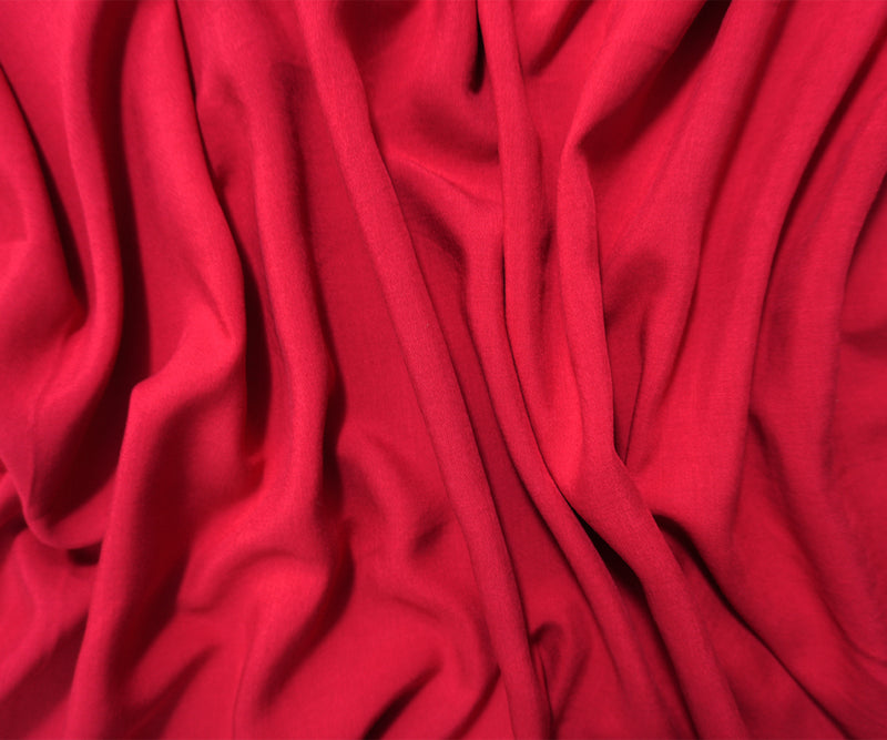 Red Rayon Solid Challis Woven Fabric