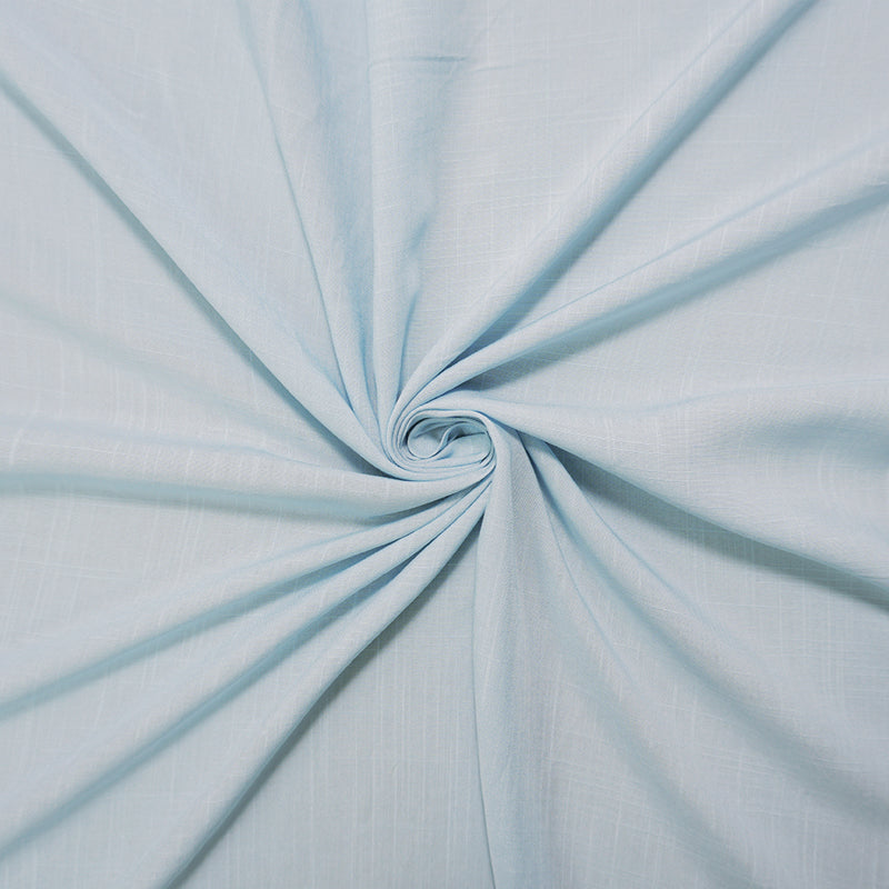 Light Blue Rayon Solid Cross Hatch Linen-Look Challis Woven Fabric