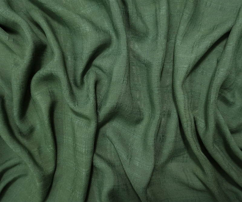 Green Rayon Plaid-Check Challis Woven Fabric