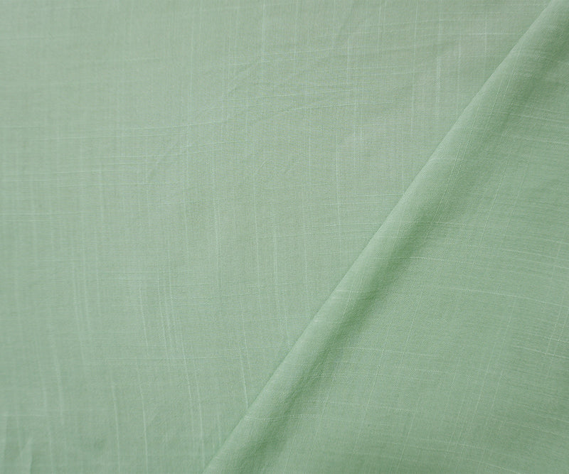 Pastel Green Rayon Solid Cross Hatch Linen-Look Challis Woven Fabric