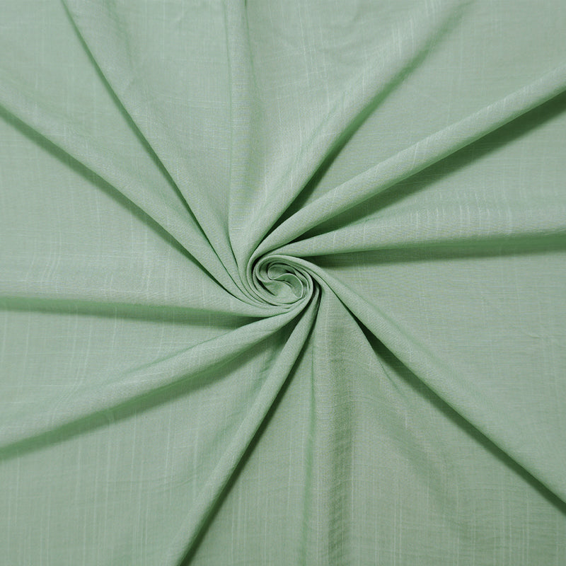 Pastel Green Rayon Solid Cross Hatch Linen-Look Challis Woven Fabric