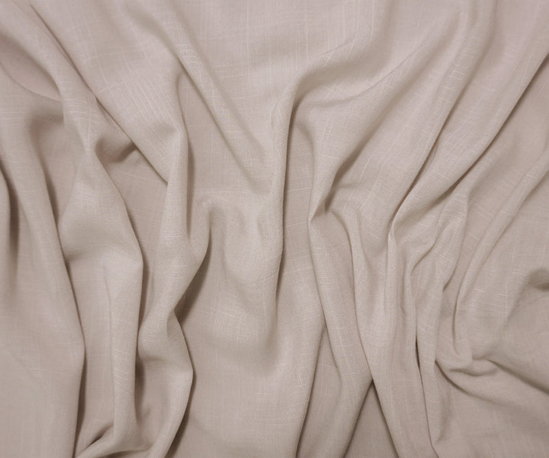 Light Gray Rayon Solid Cross Hatch Linen-Look Challis Woven Fabric