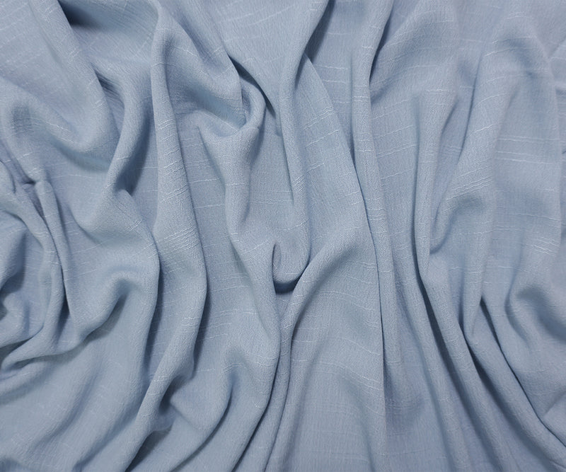 Blue Linen-Look Rayon Slub Gauze Woven Fabric