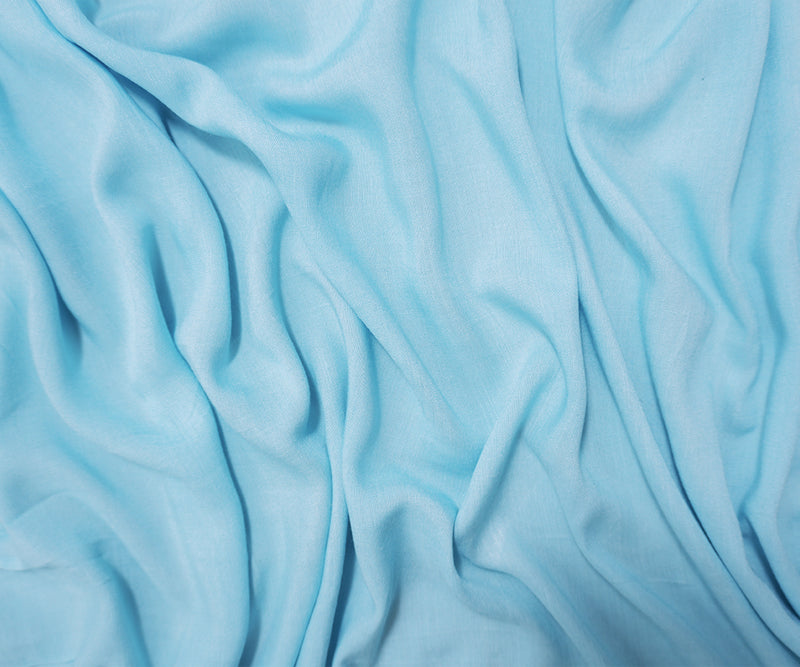 Light Blue Rayon Solid Challis Woven Fabric