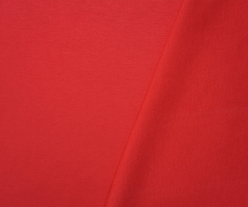 Red Nylon Blend Stretch Solid Ponte De Roma Double Knit Fabric