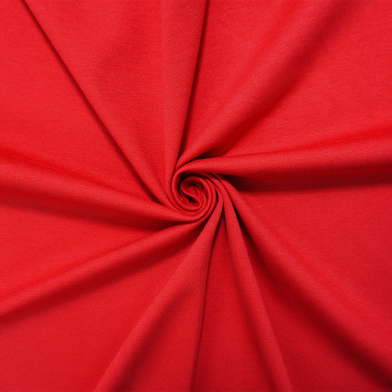 Red Nylon Blend Stretch Solid Ponte De Roma Double Knit Fabric