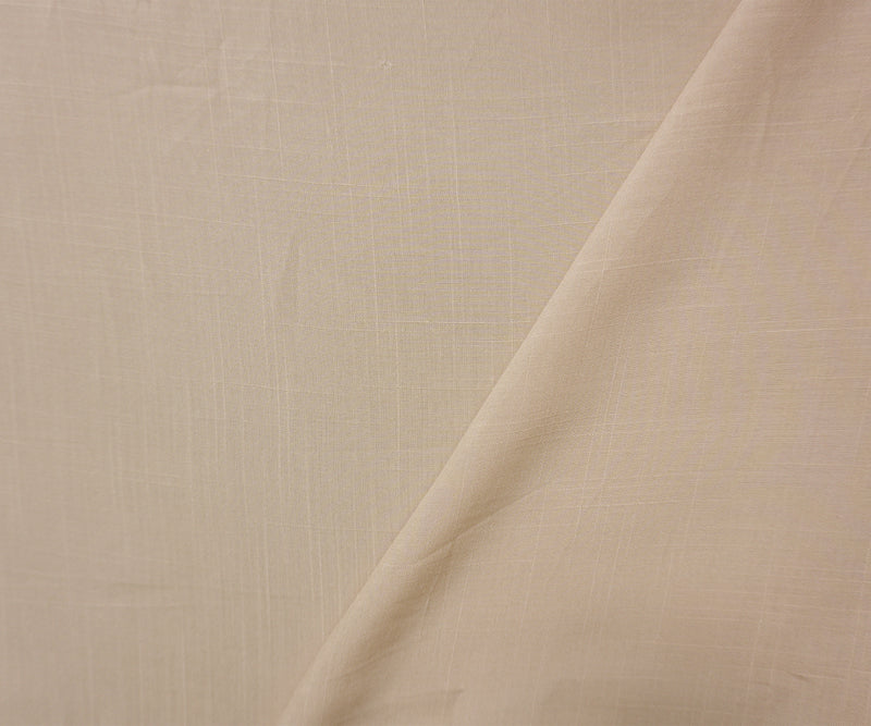 Beige Rayon Solid Cross Hatch Linen-Look Challis Woven Fabric