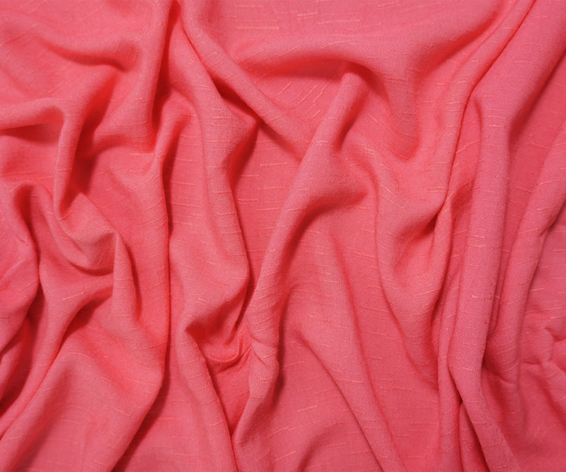 Pink Rayon Slub Linen-Look Challis Woven Fabric