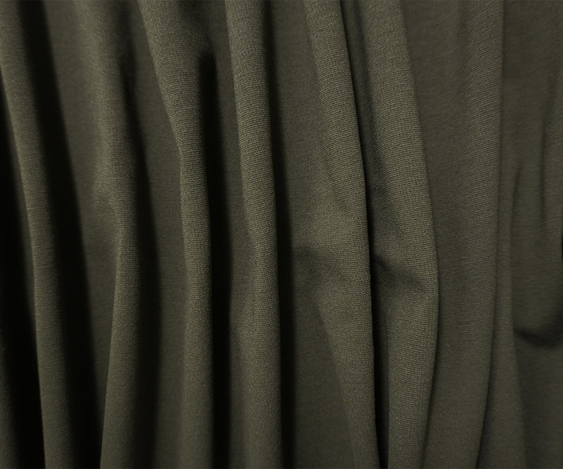 Deep Green Nylon Blend Stretch Solid Ponte De Roma Double Knit Fabric