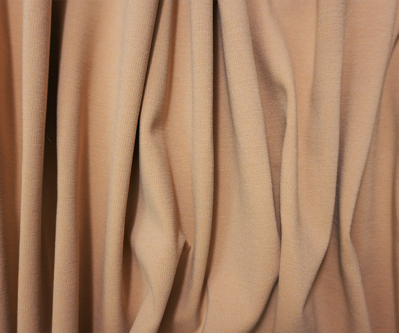 Beige Nylon Blend Stretch Solid Ponte De Roma Double Knit Fabric