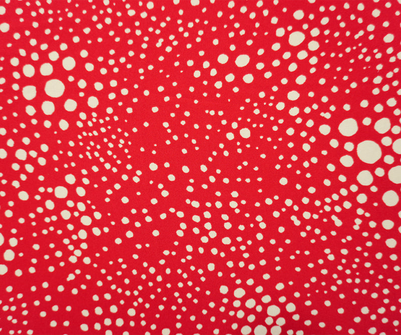 Red-Ivory Poly Dot Printed Georgette Woven Fabric