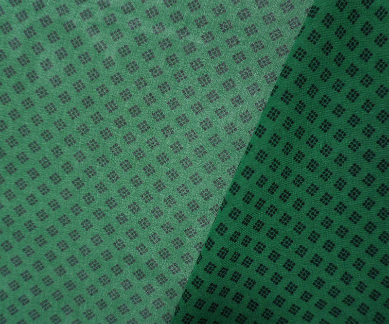 Green-Black Poly Diamond Printed Chiffon Woven Fabric
