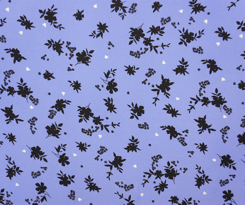 Blue-Black-White Poly Floral Printed Georgette Woven Fabric
