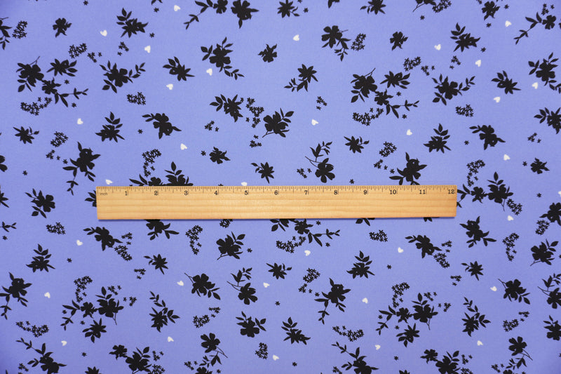 Blue-Black-White Poly Floral Printed Georgette Woven Fabric