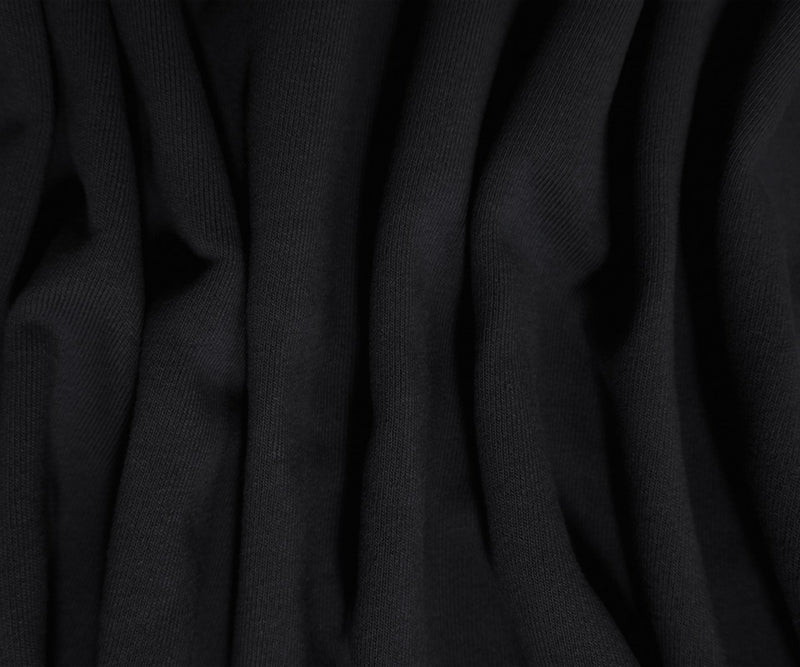 Black Cotton-Poly Solid Fleece Knit Fabric