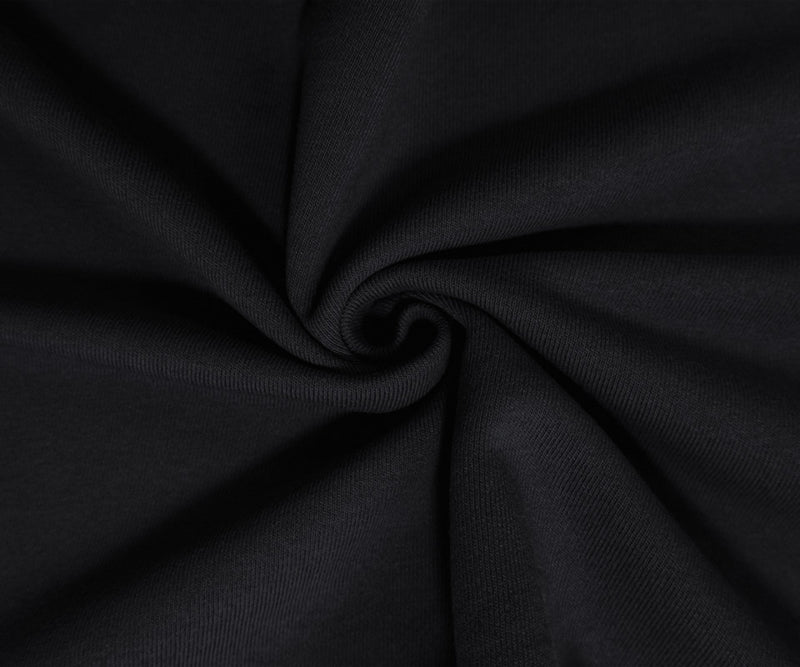 Black Cotton-Poly Solid Fleece Knit Fabric