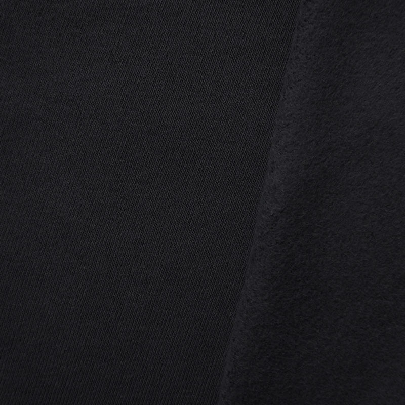 Black Cotton-Poly Solid Fleece Knit Fabric