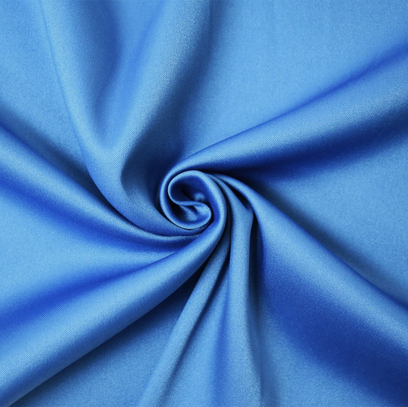 Blue Poly Spandex Stretch Solid Stretch Lamour Woven Fabric