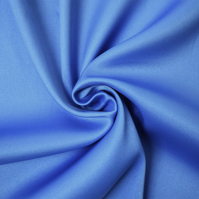 Blue Poly Spandex Stretch Solid Stretch Lamour Woven Fabric