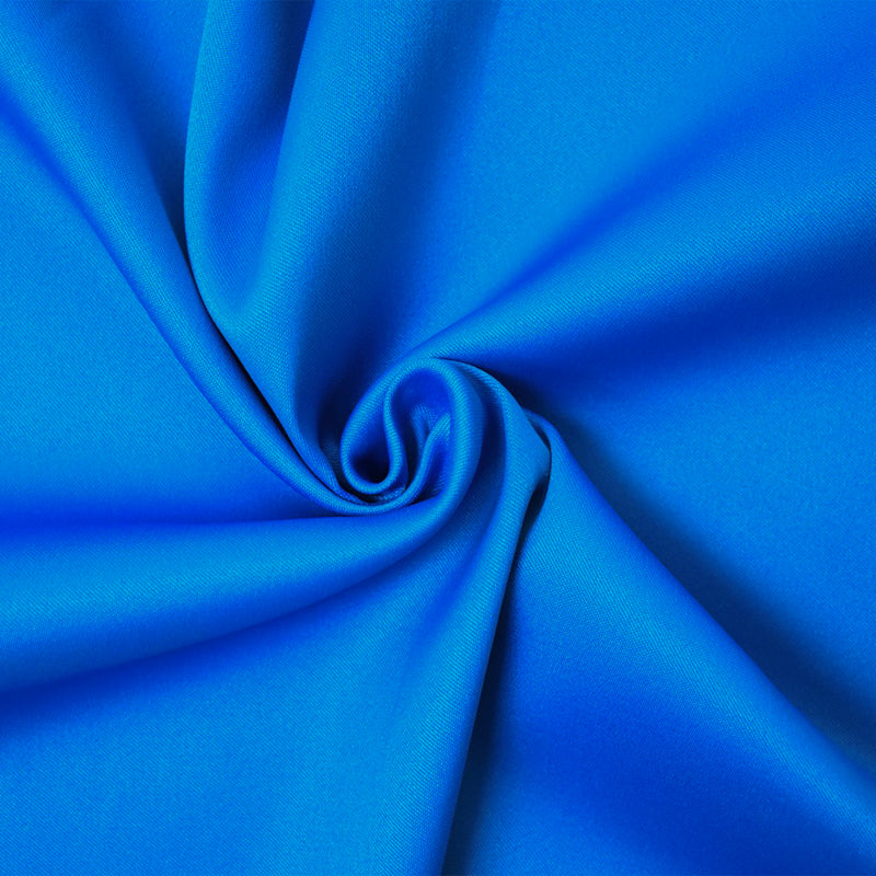 Blue Poly Spandex Stretch Solid Stretch Lamour Woven Fabric