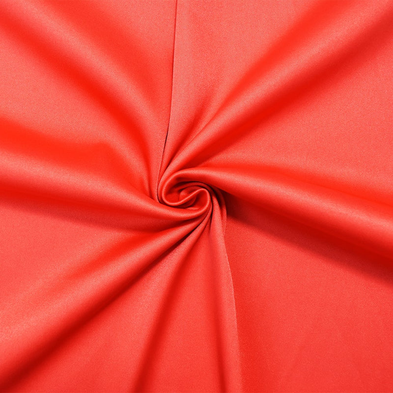 Red Orange Poly Stretch Spandex Lamour Solid Satin Woven Fabric