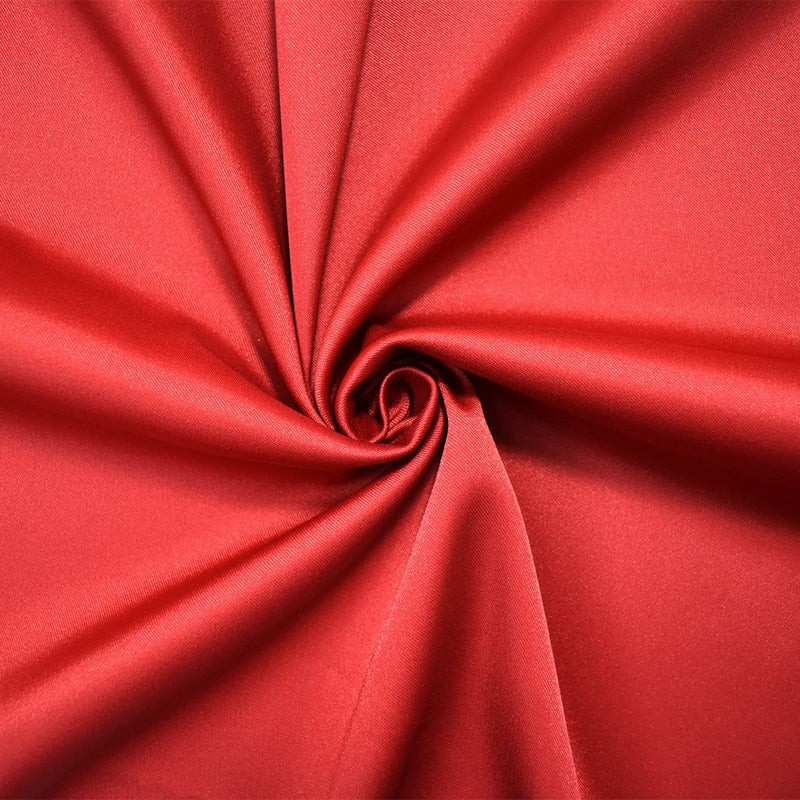 Dark Red Poly Stretch Spandex Lamour Solid Satin Woven Fabric