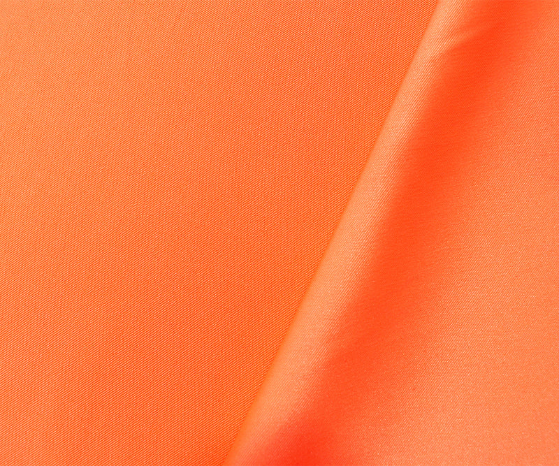 Light Neon Orange Poly Stretch Spandex Lamour Solid Satin Woven Fabric
