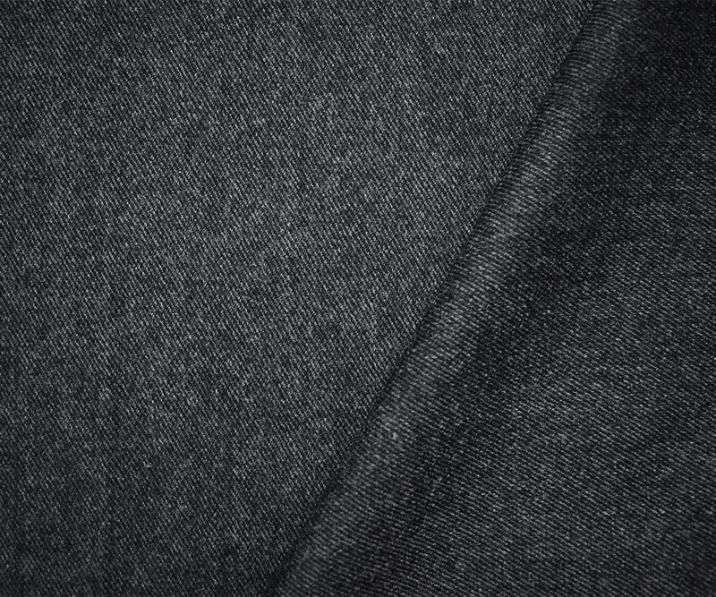 Black-Gray Wool Texture Twill Woven Jacketing Fabric