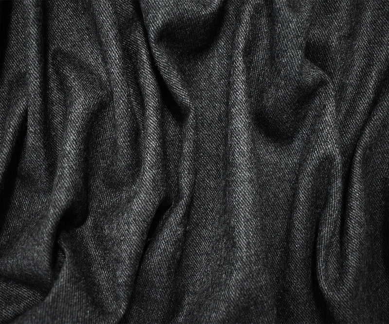 Black-Gray Wool Texture Twill Woven Jacketing Fabric