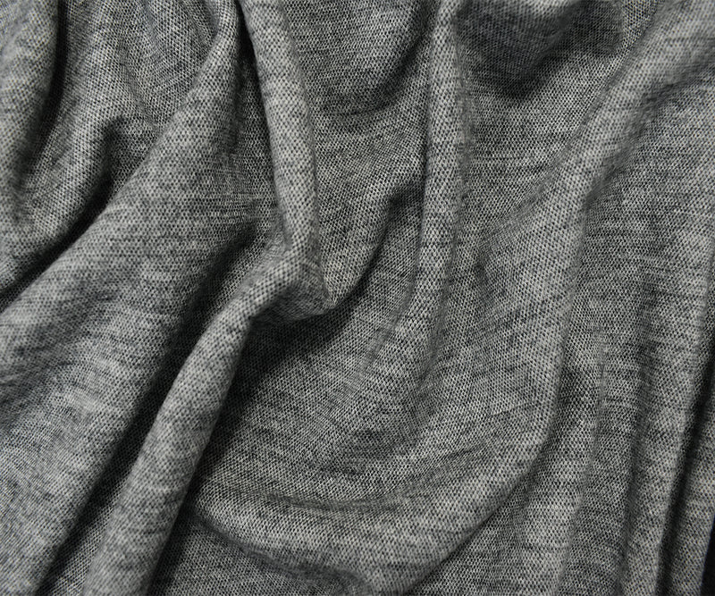 Gray Wool Poly Spandex Stretch Heather Double Knit Fabric