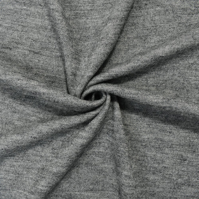 Gray Wool Poly Spandex Stretch Heather Double Knit Fabric