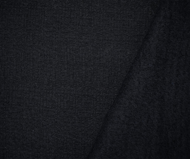 Deep Navy-Black Wool Blend Abstract Plaid Jacquard Woven Jacketing Fabric