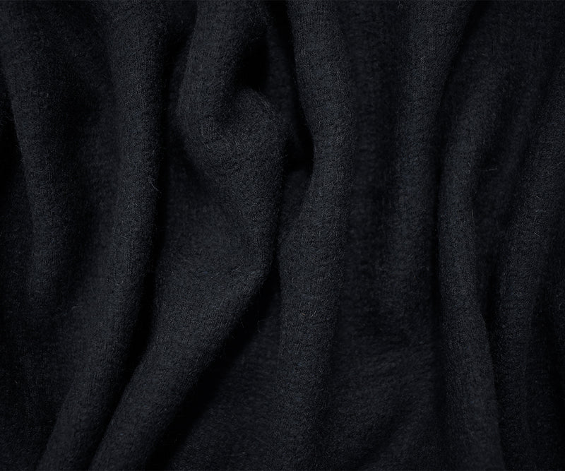 Deep Navy-Black Wool Blend Abstract Plaid Jacquard Woven Jacketing Fabric