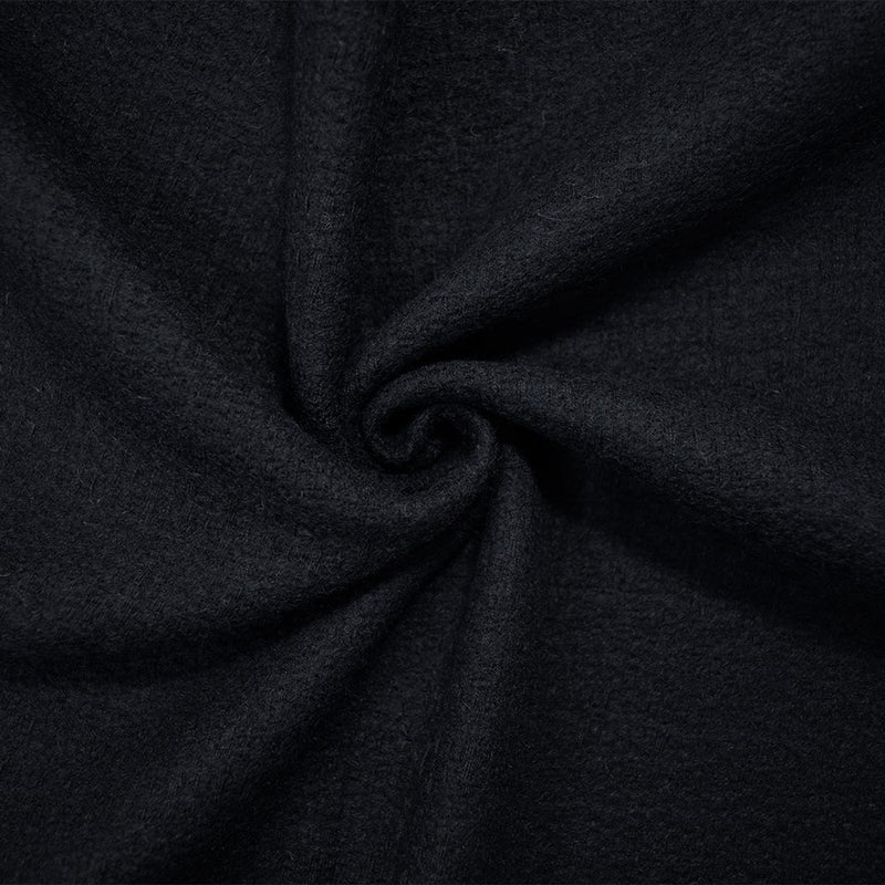 Deep Navy-Black Wool Blend Abstract Plaid Jacquard Woven Jacketing Fabric