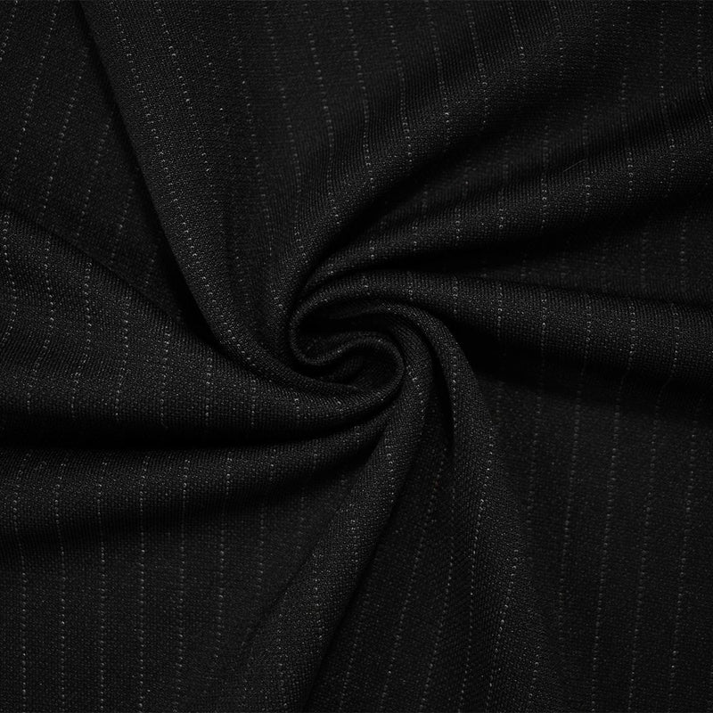 Black-Gray Poly Wool Spandex Stretch Stripe Double Knit Fabric