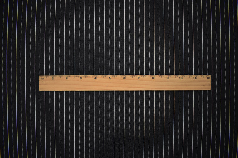 Black-White Poly Wool Spandex Stretch Stripe Double Knit Fabric