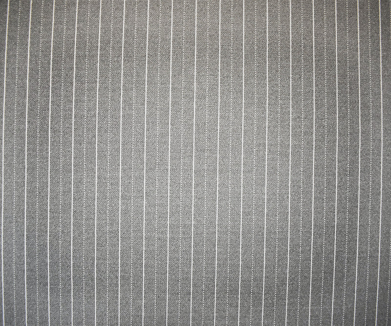 Gray-White Poly Wool Spandex Stretch Stripe Double Knit Jacketing Fabric