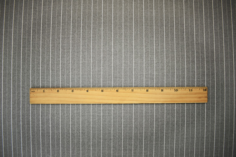 Gray-White Poly Wool Spandex Stretch Stripe Double Knit Jacketing Fabric