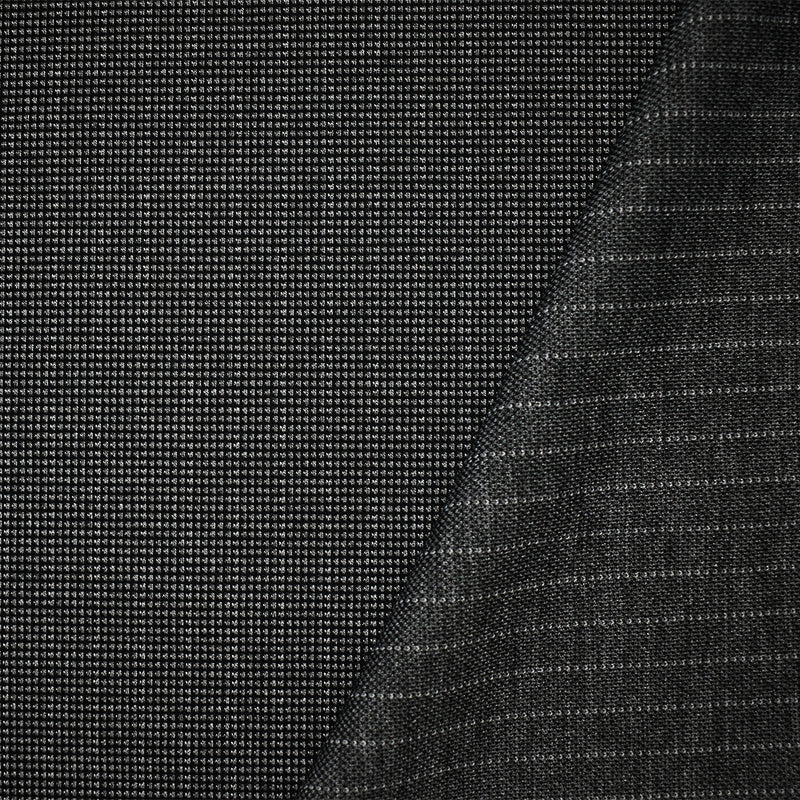 Gray-Black Poly Wool Spandex Stretch Stripe Double Sided Double Knit Fabric