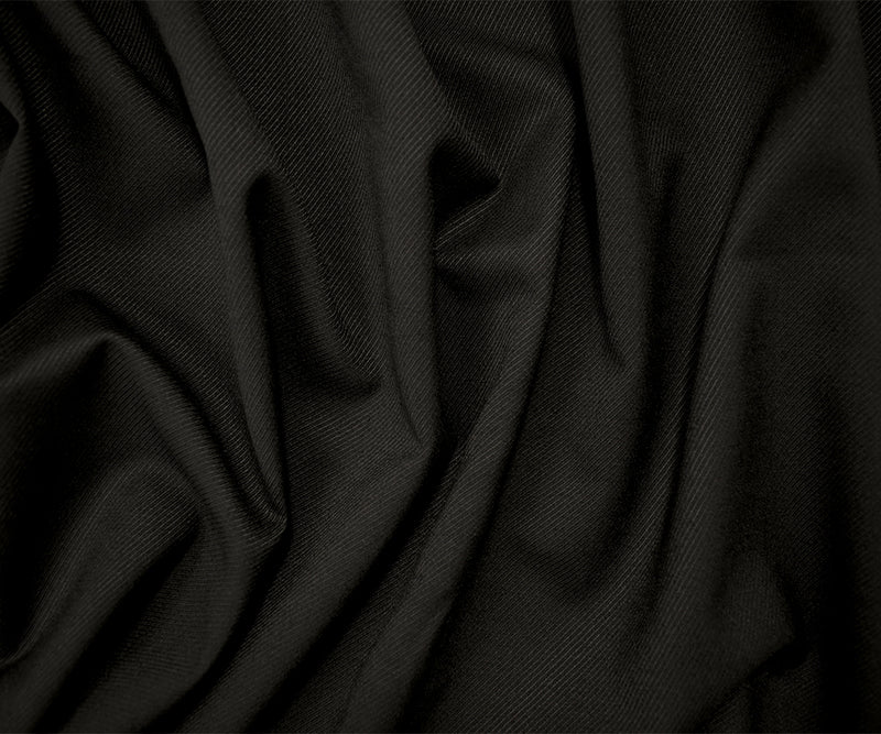 7 YD PC-Black Wool Poly Solid Twill Woven Suiting Fabric