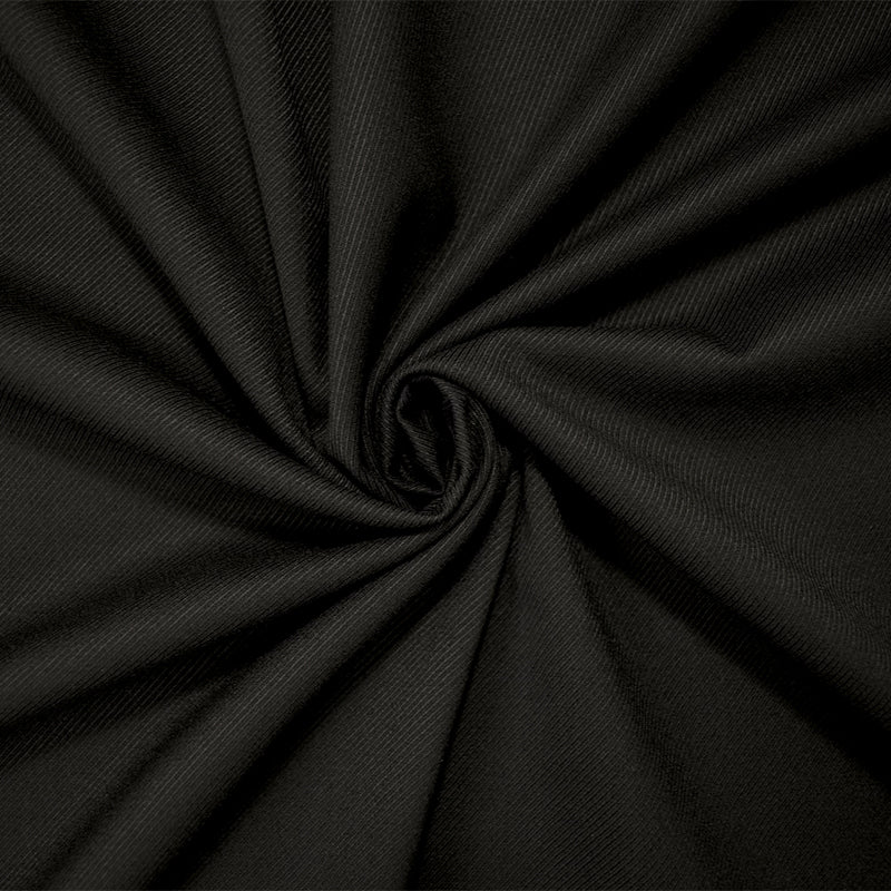 7 YD PC-Black Wool Poly Solid Twill Woven Suiting Fabric