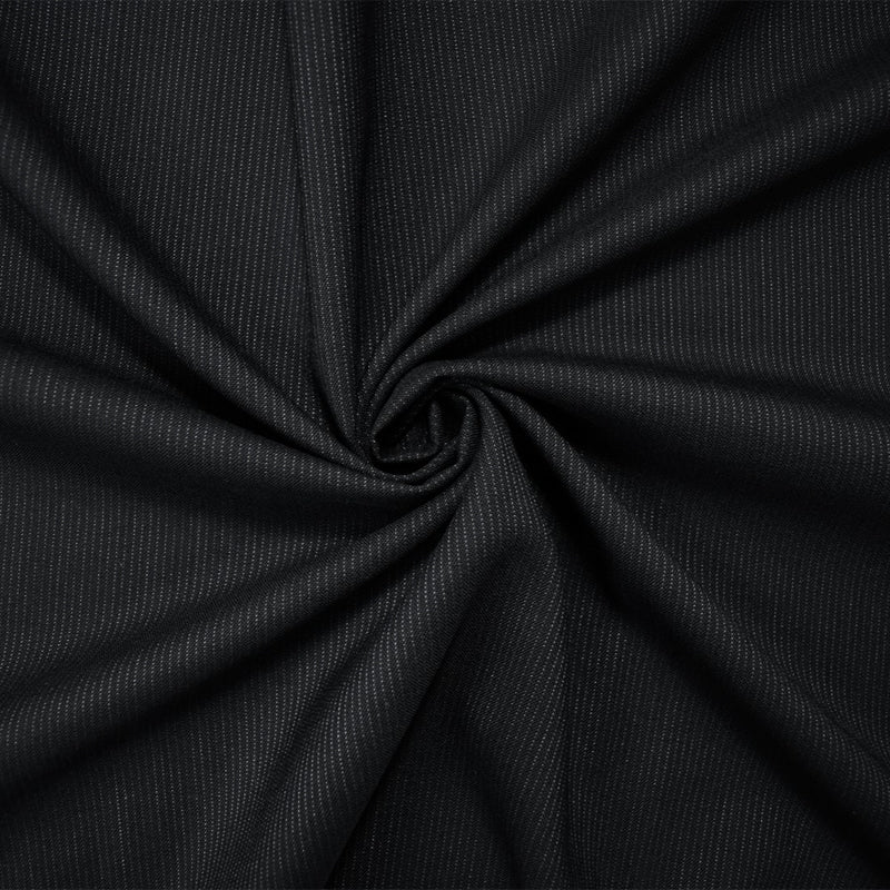 8 YD PC-Black-Gray Wool Rayon Stripe Woven Shirting Fabric