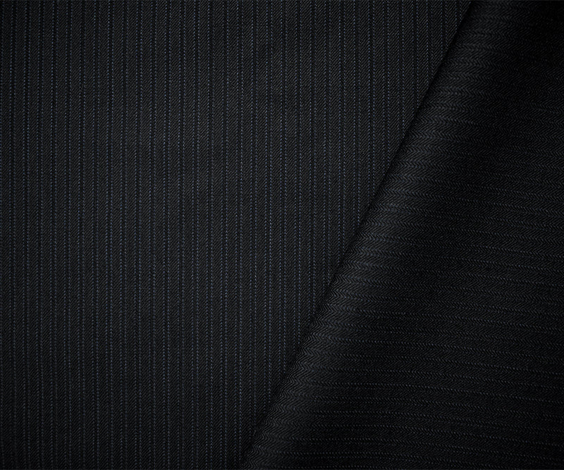 6 YD PC-Black Wool Poly Stripe Twill Woven Suiting Fabric