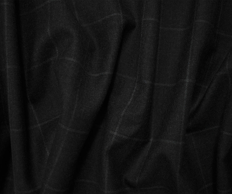 Black-Gray Wool Check Twill Woven Suiting Fabric