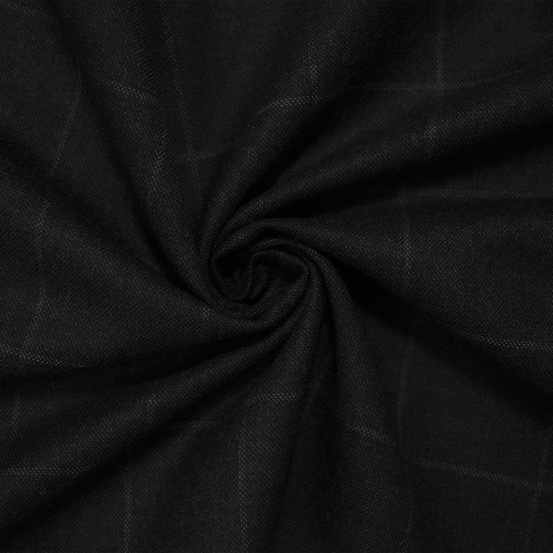 Black-Gray Wool Check Twill Woven Suiting Fabric