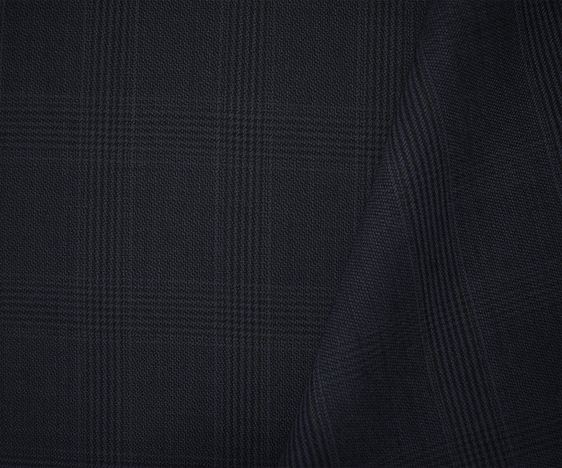 Blue-Black-Brown Wool Rayon Check Plaid Woven Suiting Fabric