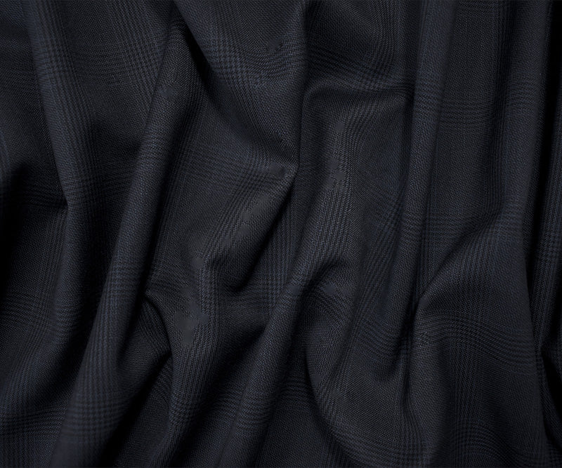 Blue-Black-Brown Wool Rayon Check Plaid Woven Suiting Fabric